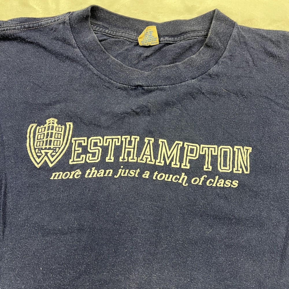 80s Artex Westhampton T-Shirt Mens L Navy Blue Vintage Single Stitch USA Made